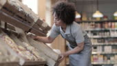 Shelf Owner Small Business Owner Of A Food Market Stocking Shelves - 4K stock video ...