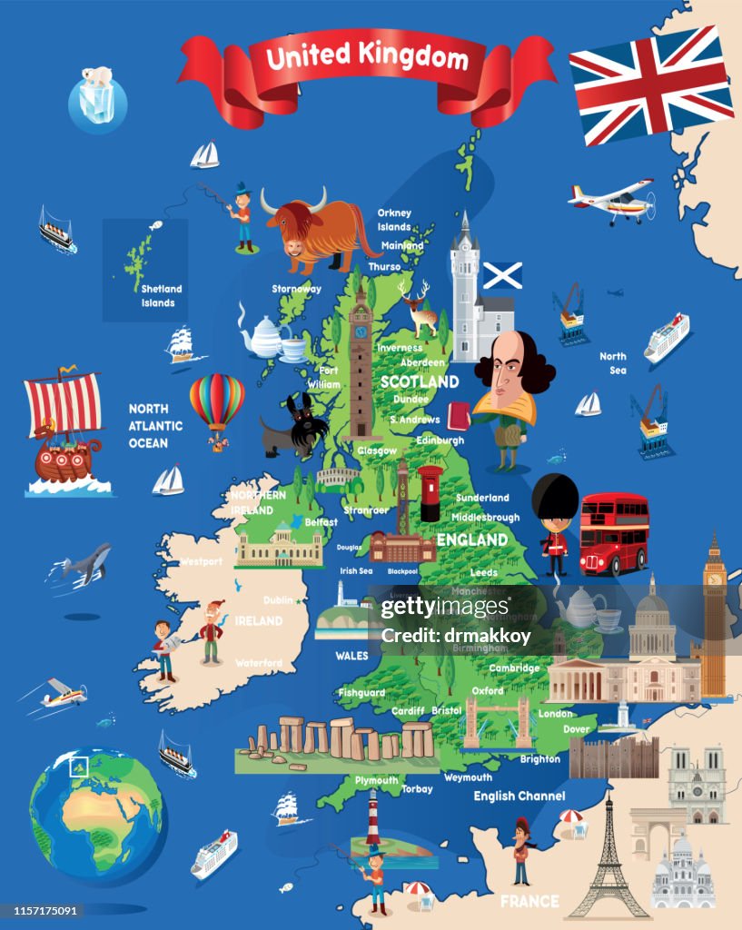 Cartoon Map of United Kingdom