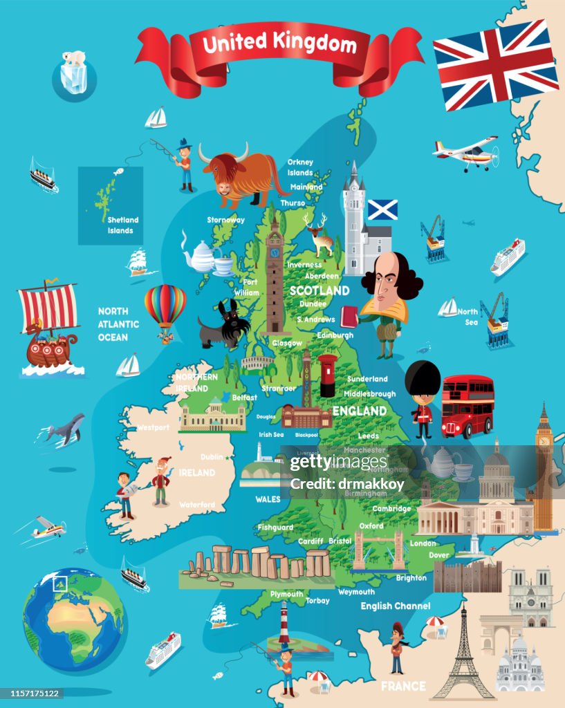 Cartoon Map Of British High-Res Vector Graphic - Getty Images