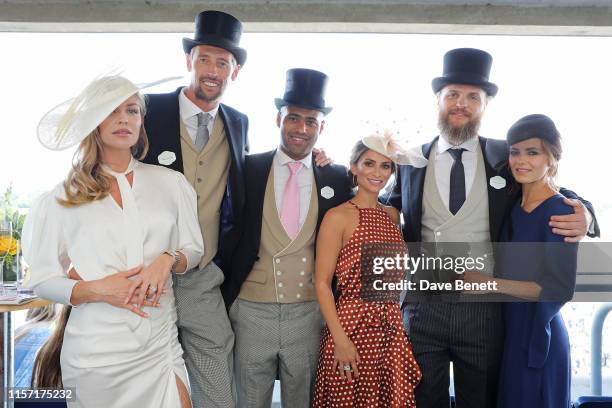 Abbey Clancy, Peter Crouch, Glen Johnson, Laura Johnson, Marius Jensen and Kara Tointonon day 3 of Royal Ascot at Ascot Racecourse on June 20, 2019...