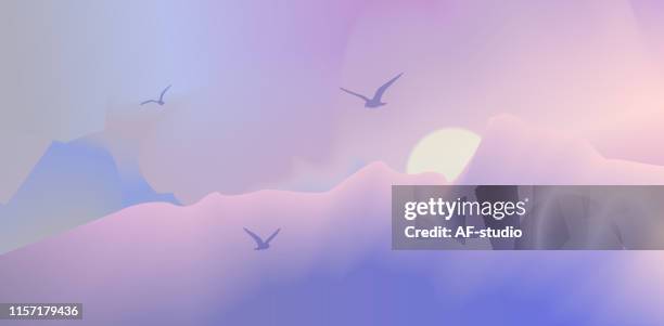 abstract landscape with birds - emergence stock illustrations