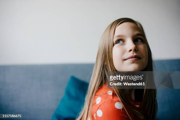 portrait on confident girl at home - child white stock pictures, royalty-free photos & images