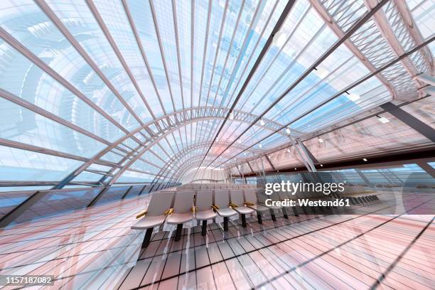 3d rendered illustration, architecture visualization of a airport - airport lounge interior stock illustrations
