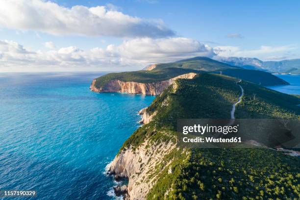 greece, lefkada, aerial view of cape lefkadas - greek island stock pictures, royalty-free photos & images