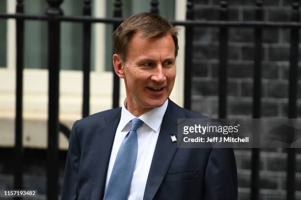 Foreign Secretary Jeremy Hunt leaves Downing Street after a cabinet meeting on July 22, 2019 in London, England. Prime Minister Theresa May chaired...