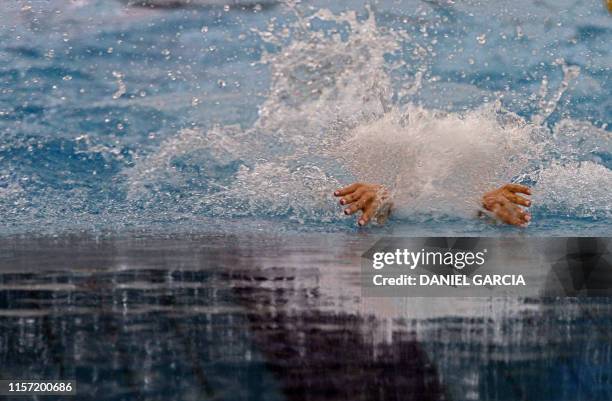 La brasileña Gabriela Silva compite en los 50m Mariposa, competencia en la que obtuvo la medalla de oro con un tiempo de 27.95, durante los VIII...