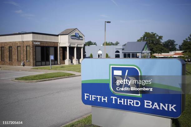 Signage is displayed at a Fifth Third Bancorp branch in Louisville, Kentucky, U.S., on Wednesday, July 10, 2019. Fifth Third Bancorp is scheduled to...