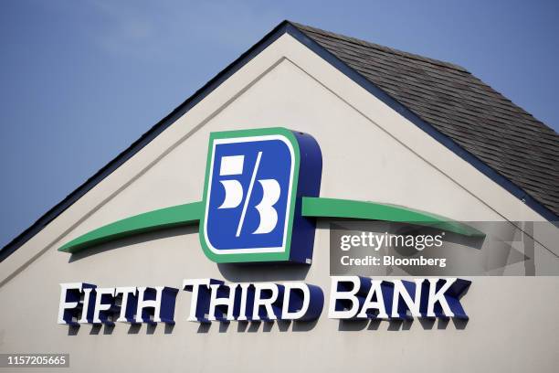 Signage is displayed at a Fifth Third Bancorp branch in Louisville, Kentucky, U.S., on Wednesday, July 10, 2019. Fifth Third Bancorp is scheduled to...