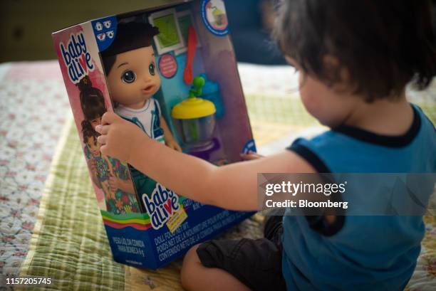 Hasbro Inc. Baby Alive brand doll is arranged for a photograph in Atlanta, Georgia U.S., on Saturday, July 20, 2019. Hasbro Inc. Is scheduled to...