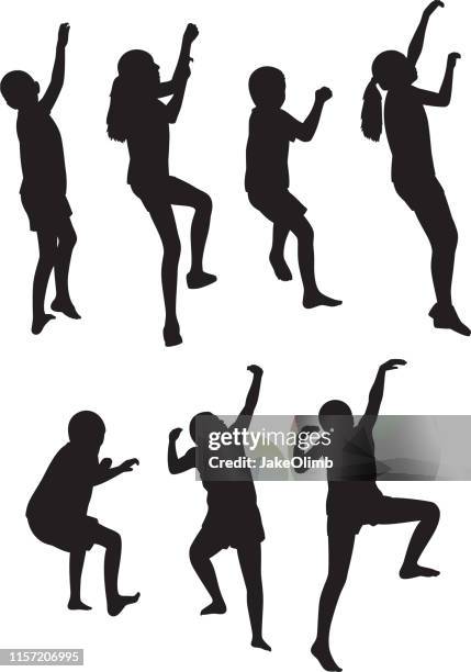 kids climbing silhouettes - female rising stock illustrations