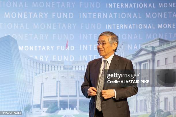 Bank of Japan Governor Haruhiko Kuroda attends the 2019 Michel Camdessus Central Banking Lecture at the International Monetary Fund headquarters in...