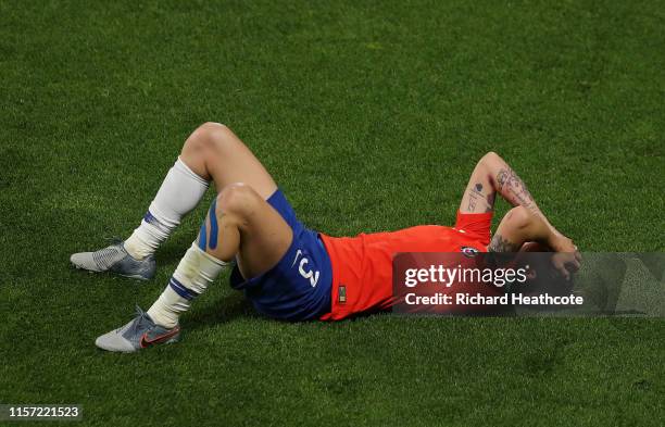 Carla Guerrero of Chile looks dejected after the 2019 FIFA Women's World Cup France group F match between Thailand and Chile at Roazhon Park on June...