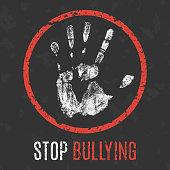 Conceptual vector illustration. Social problems of humanity. Stop bullying sign.