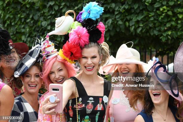 Racegoers enjoy Ladies Day at Royal Ascot on June 20, 2019 in Ascot, England.