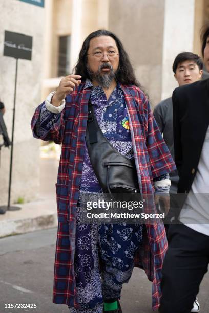 Takashi Murakami is seen on the street attending Paris Men's Fashion Week on June 20, 2019 in Paris, France.