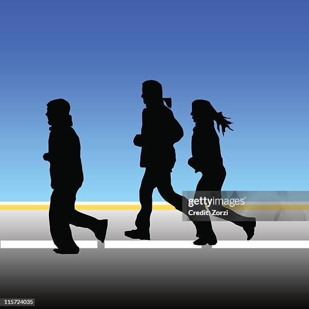 jogging - group jogging stock illustrations