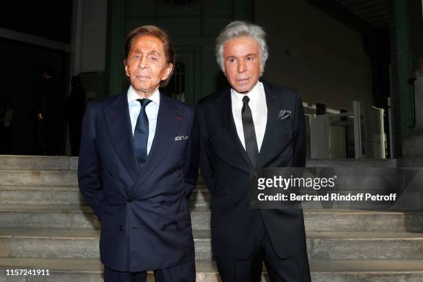 Valentino Garavani and Giancarlo Giammetti attend "Karl for Ever" Tribute to Karl Lagerfeld at Grand Palais on June 20, 2019 in Paris, France.