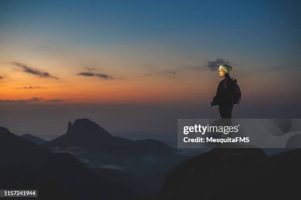 sunrise in the mountains (pedra do castelinho) in the serra dos orgãos national park, rio de janeiro, brazil - brazil global tour stock pictures, royalty-free photos & images