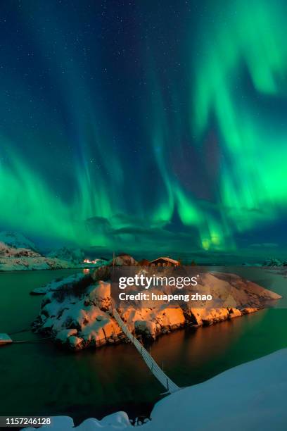 northen lights in senja ,norway - tromso stock pictures, royalty-free photos & images