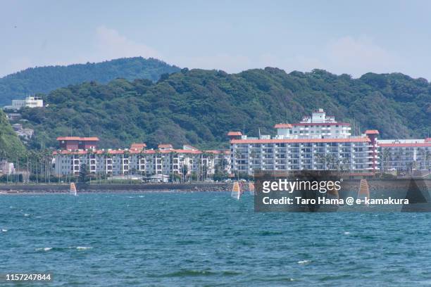 residential buildings by the sea in japan - zushi kanagawa stock pictures, royalty-free photos & images