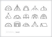 Tent line icon set