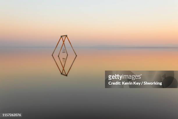 swing in the water at the salton sea - ボンベイビーチ ストックフォトと画像