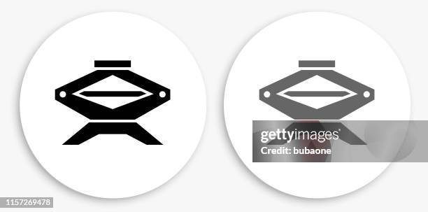 car jack black and white round icon - car jack white background stock illustrations