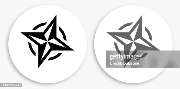 compass black and white round icon - compass icon stock illustrations