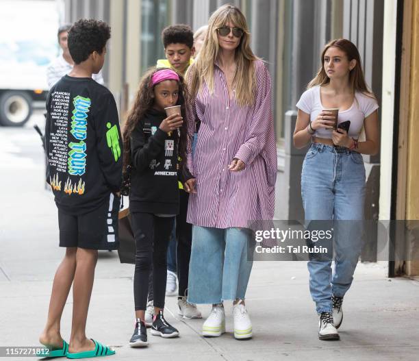 Heidi Klum, Lou Samuel and Helene Klum are seen on June 20, 2019 in New York City.