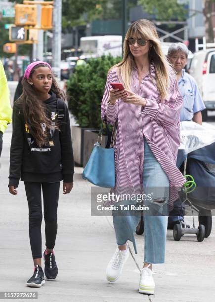 Heidi Klum and Lou Samuel are seen on June 20, 2019 in New York City.