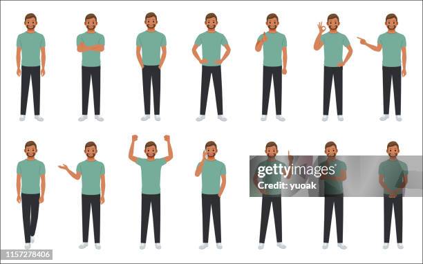set of causal businessman isolated on white background - cartoon people standing stock illustrations