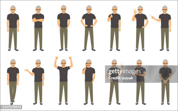 set of causal businessman isolated on white background - cartoon people standing stock illustrations
