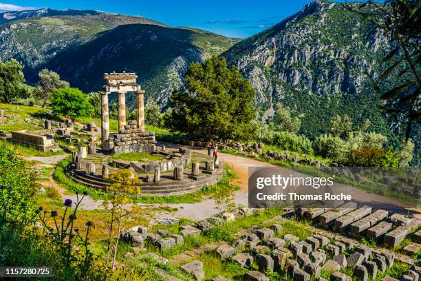 the tholos of delphi - delphi stock pictures, royalty-free photos & images