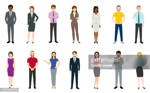 set of business people - standing stock illustrations