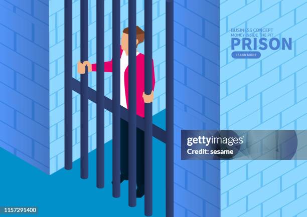 businessman inside the prison - prisoner vector stock illustrations