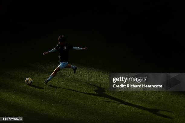 Natthakarn Chinwong of Thailand warms up before the 2019 FIFA Women's World Cup France group F match between Thailand and Chile at Roazhon Park on...