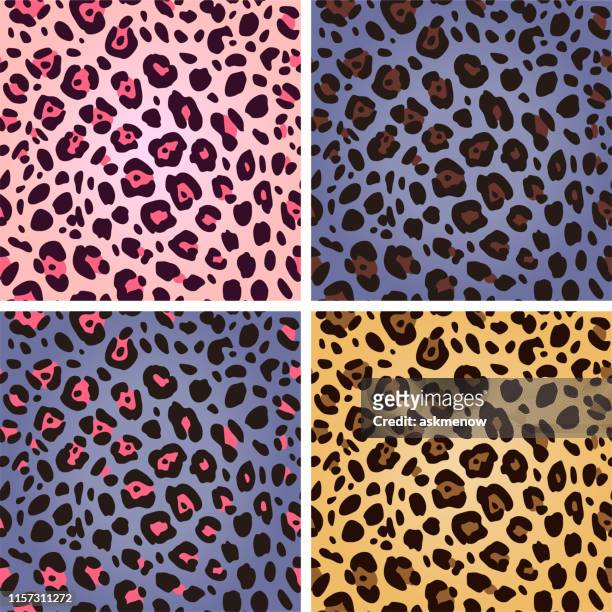 bildbanksillustrationer, clip art samt tecknat material och ikoner med sömlös leopard hud mönster - jaguar