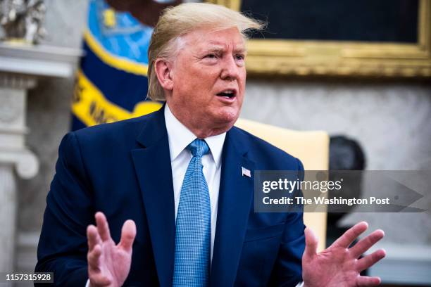 President Donald J. Trump meets with Prime Minister of the Islamic Republic of Pakistan Imran Khan in the Oval Office at the White House on Monday,...