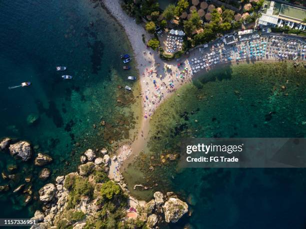 taormina, sicily, amazing view of the island of isola bella at taormina, sicily - isola bella stock pictures, royalty-free photos & images