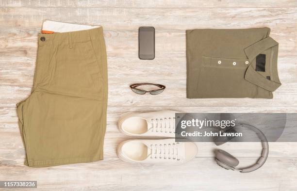 men's summer clothes - khaki trousers stock pictures, royalty-free photos & images