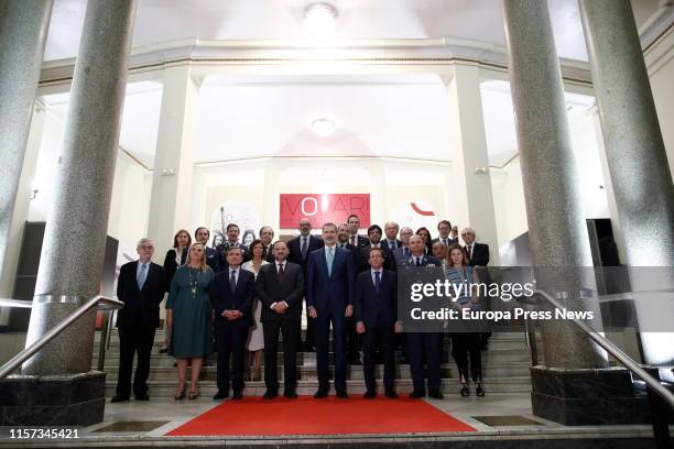 The acting secretary of State of Infraestructures, Pedro Saura , the acting minister of Development, José Luis Ábalos , the King Felipe VI , and the...