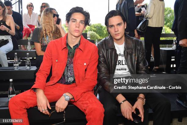 Paris Brosnan and Alain Fabien Delon attend the Berluti Menswear Spring Summer 2020 show as part of Paris Fashion Week on June 21, 2019 in Paris,...