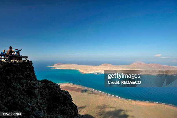 Isla Graciosa from Mirador del Rio. Panoramic point. Lanzarote. Canary islands. Spain. Europe.