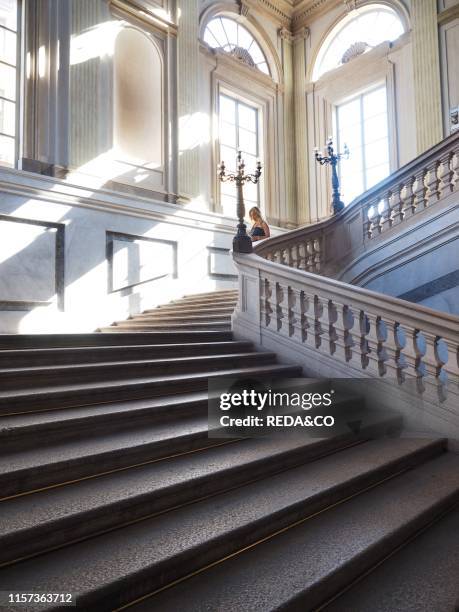 Palazzo Reale museum stairs, Milan, Lombardy, Italy, Europe.