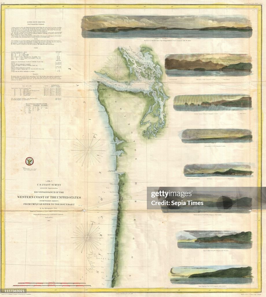 U.S. Coast Survey Chart or Map of Washington and Oregon