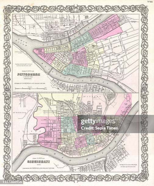 Colton Plan or Map of Pittsburgh, Pennsylvania and Cincinnati, Ohio