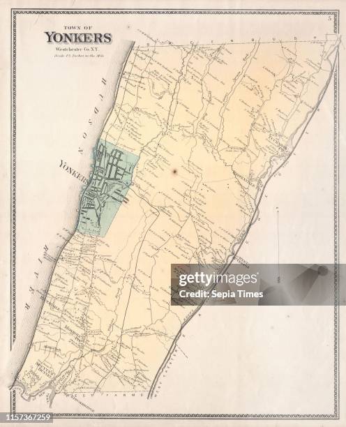 Beers Map of Yonkers, Bronx, Riverdale, New York