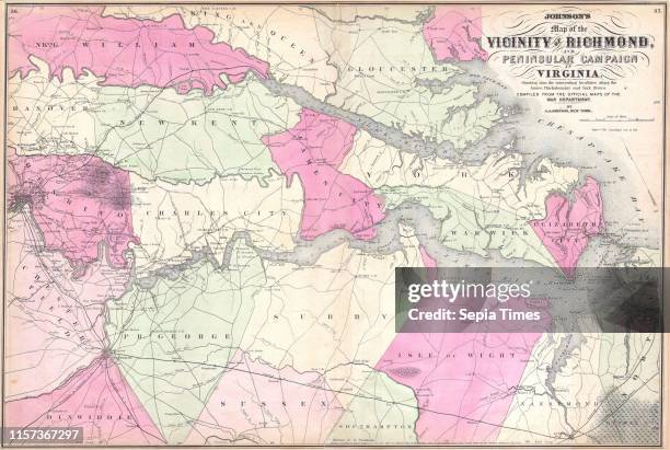 Johnson's Map of The Vicinity Of Richmond and Peninsular Campaign in Virginia