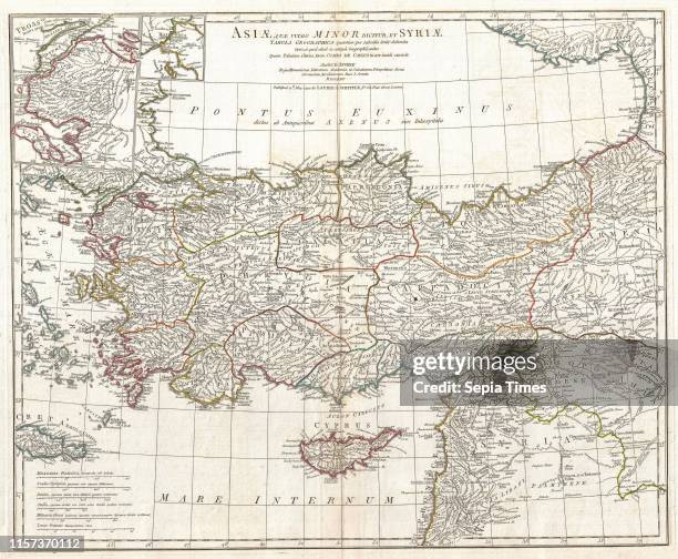 Anville Map of Asia Minor in Antiquity, Turkey, Cyprus, Syria