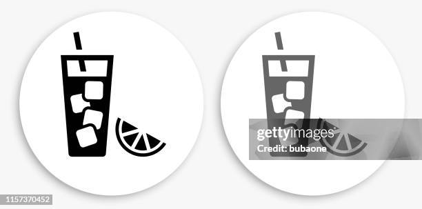 fruit juice black and white round icon - ice cube white background stock illustrations